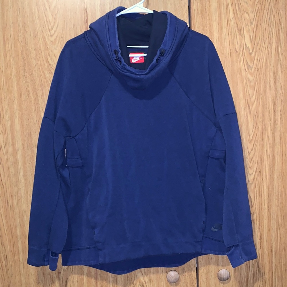 Nike funnel neck hooded sweatshirt blue size large
